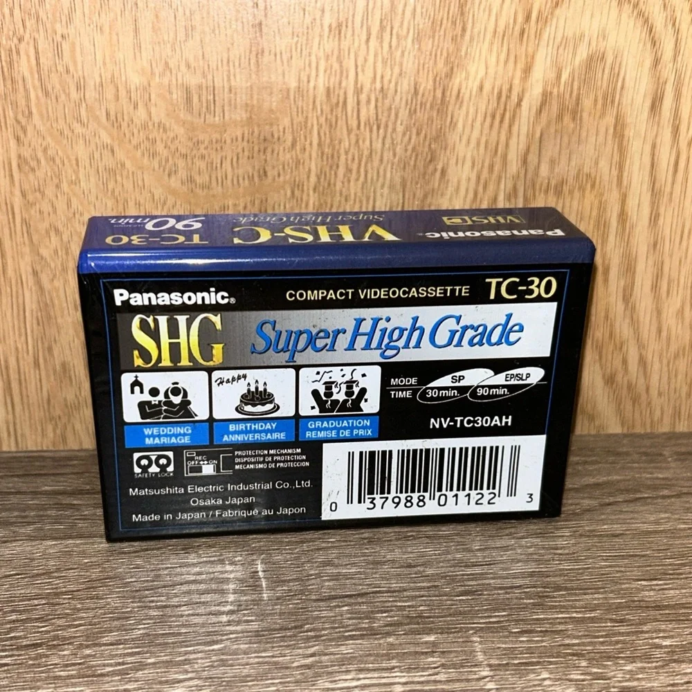 Panasonic VHS-C High Grade TC-30 Tape, 90 Min Record Time, New & Sealed